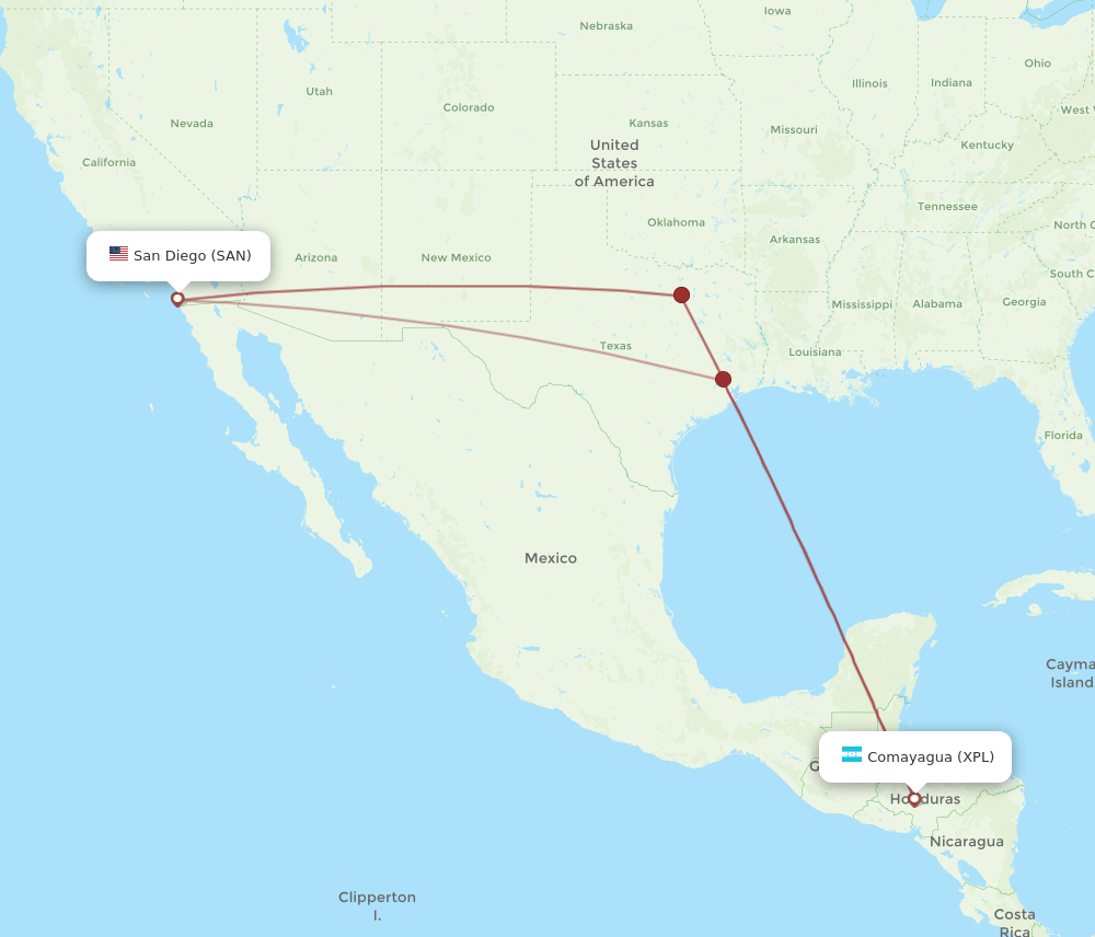XPL to SAN flights and routes map