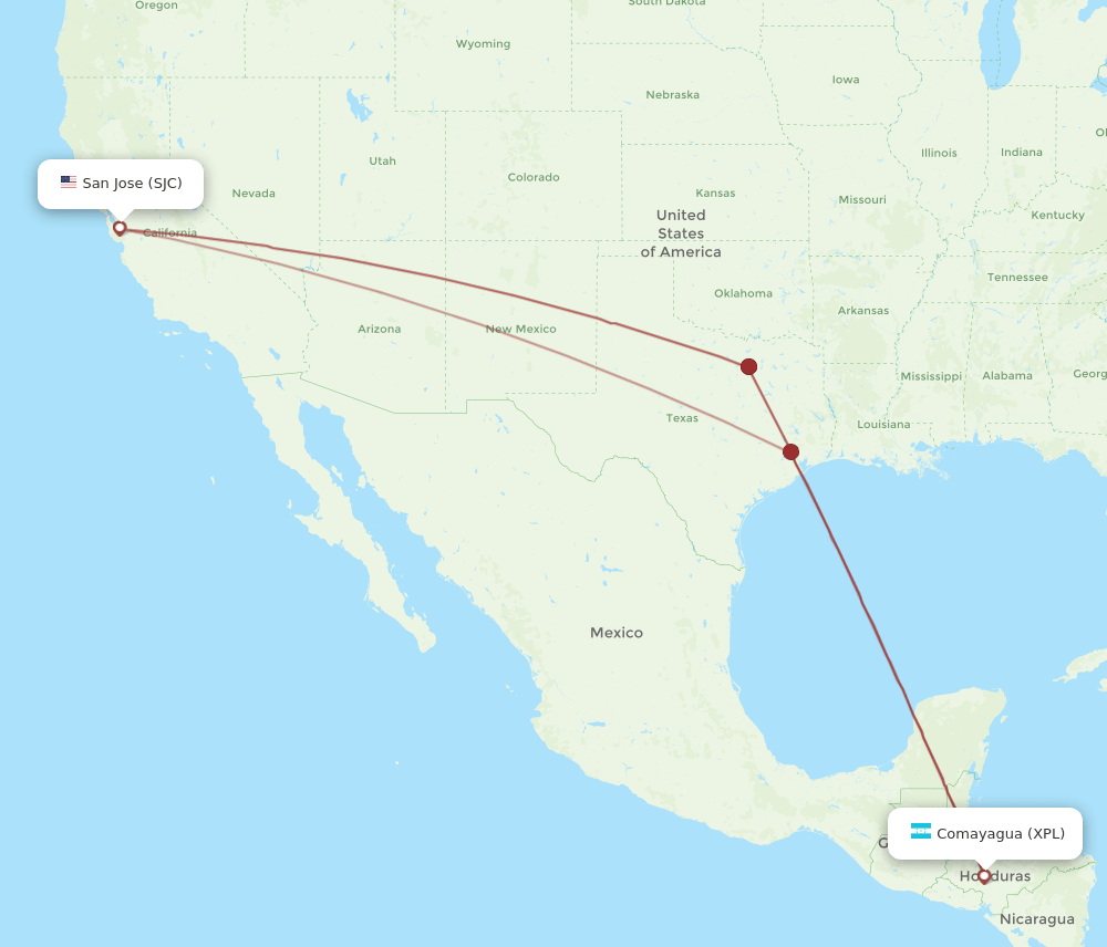 XPL-SJC flight routes