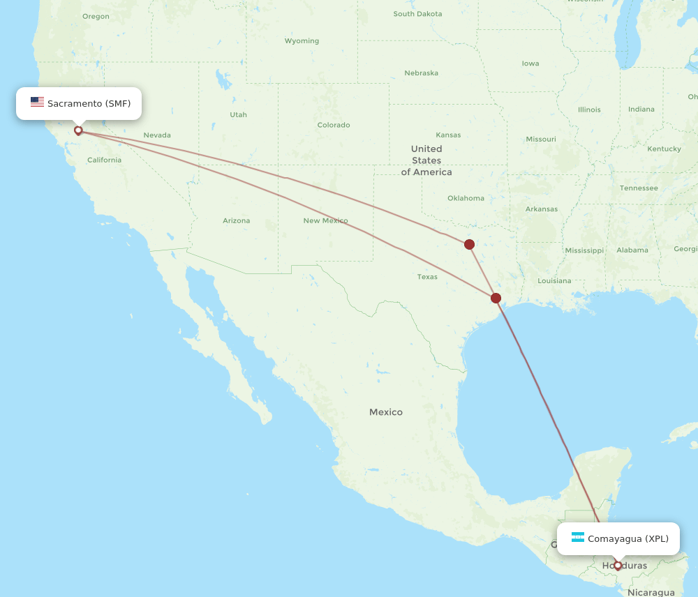 XPL-SMF flight routes