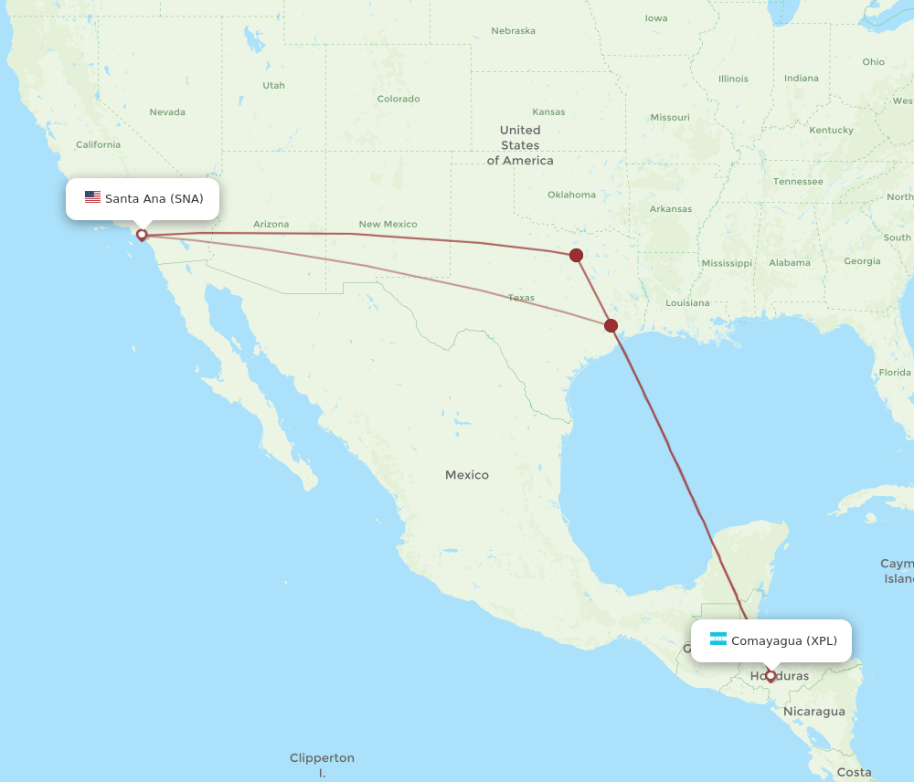 XPL to SNA flights and routes map