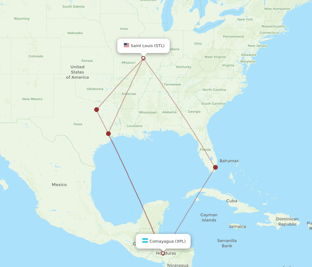 XPL-STL flight routes