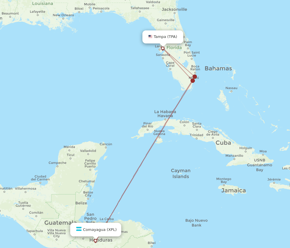 XPL-TPA flight routes