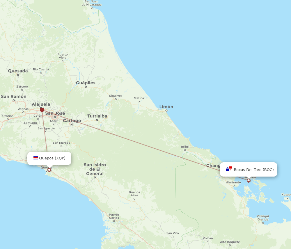 XQP-BOC flight routes