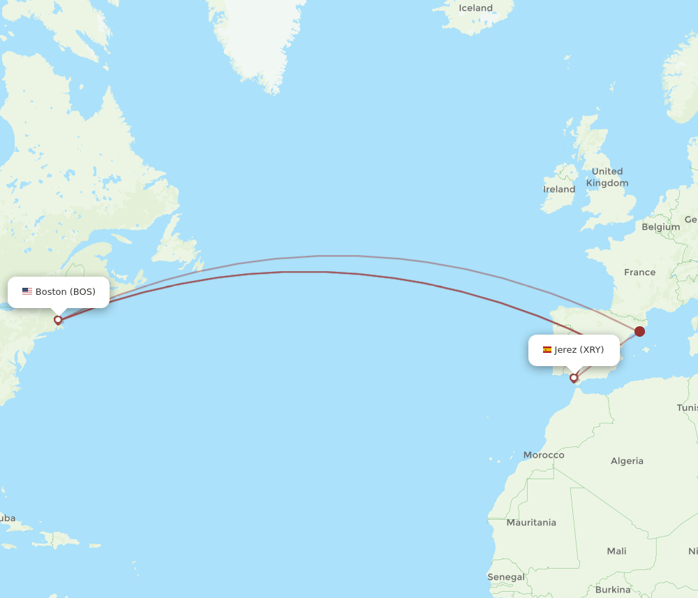 XRY-BOS flight routes