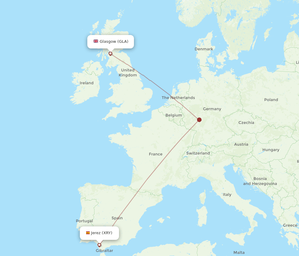 Glasgow - Jerez De La Frontera route map and flight paths