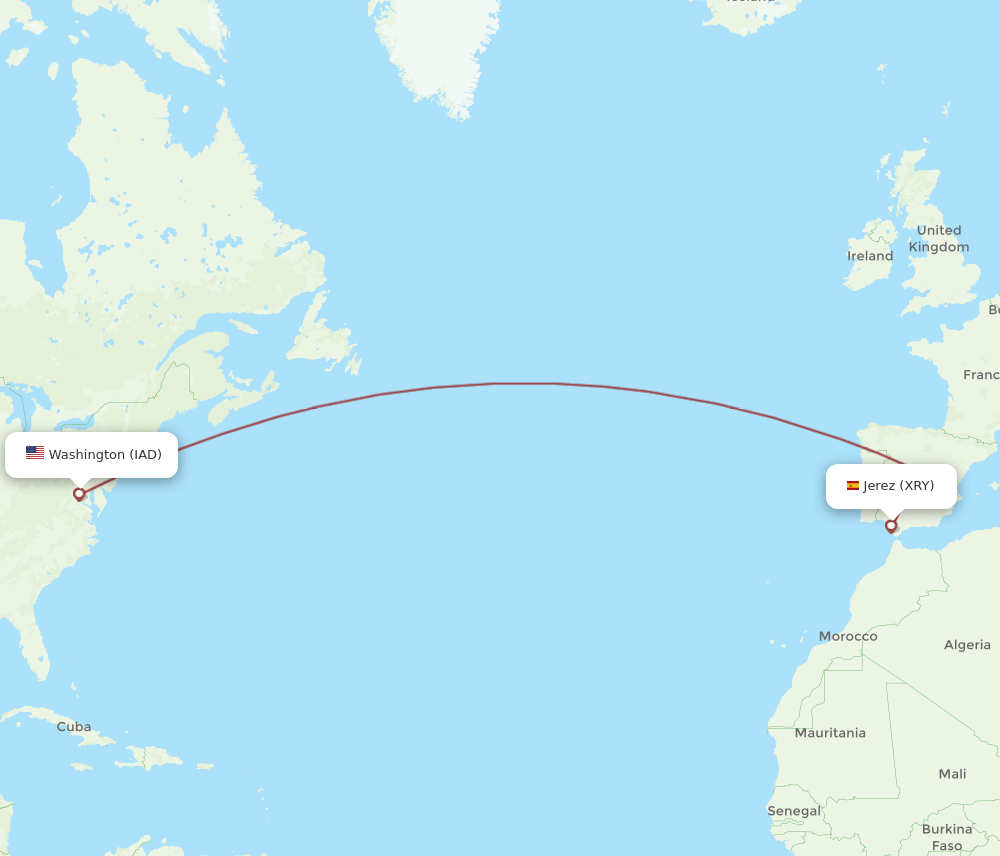 XRY-IAD flight routes