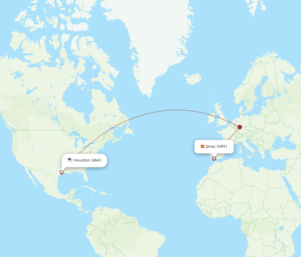 XRY to IAH flights and routes map