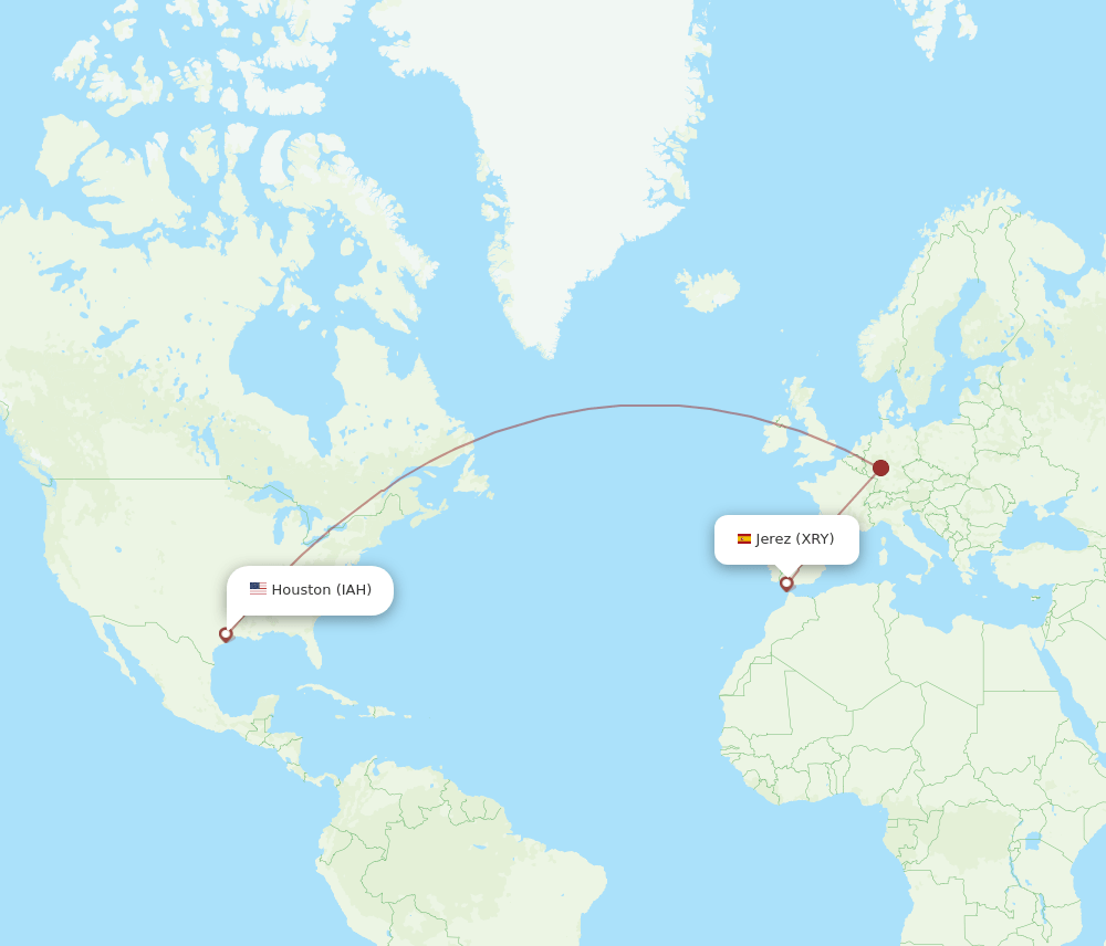 Jerez De La Frontera - Houston route map and flight paths