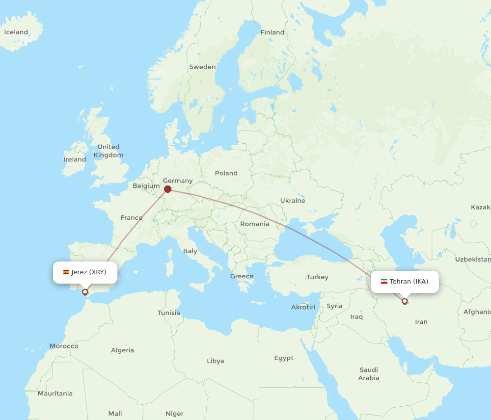 XRY-IKA flight routes