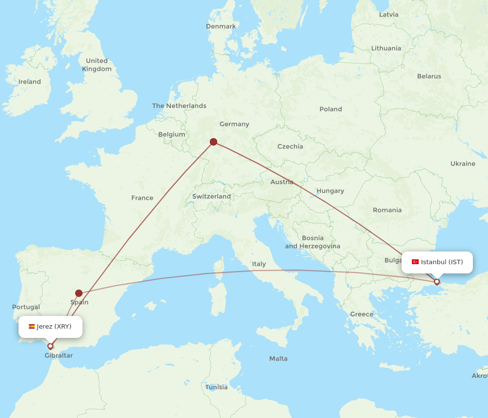 XRY-IST flight routes