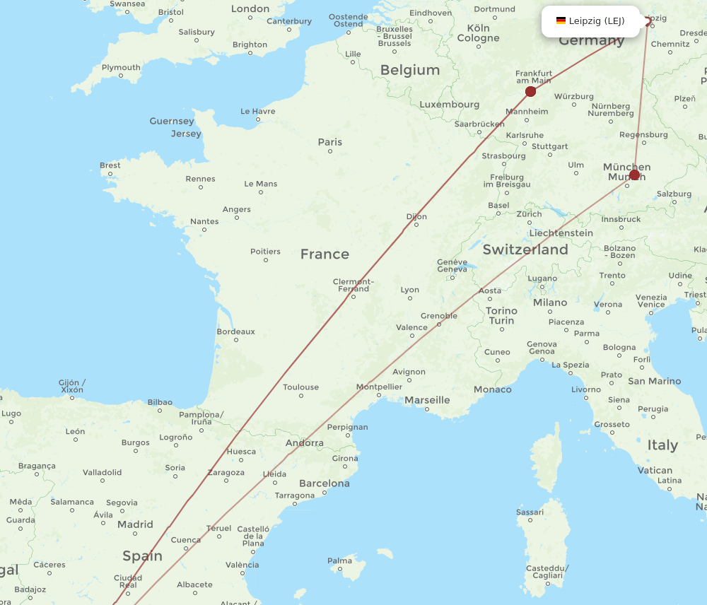 XRY-LEJ flight routes