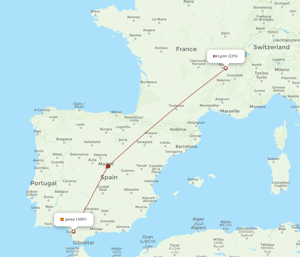 XRY-LYS flight routes