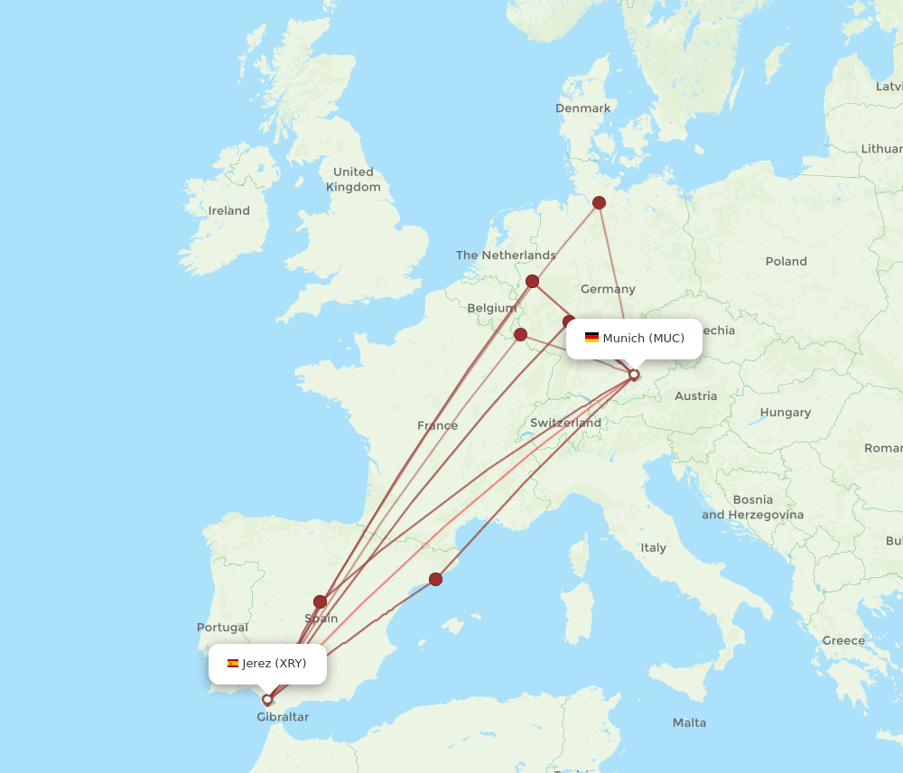 XRY-MUC flight routes