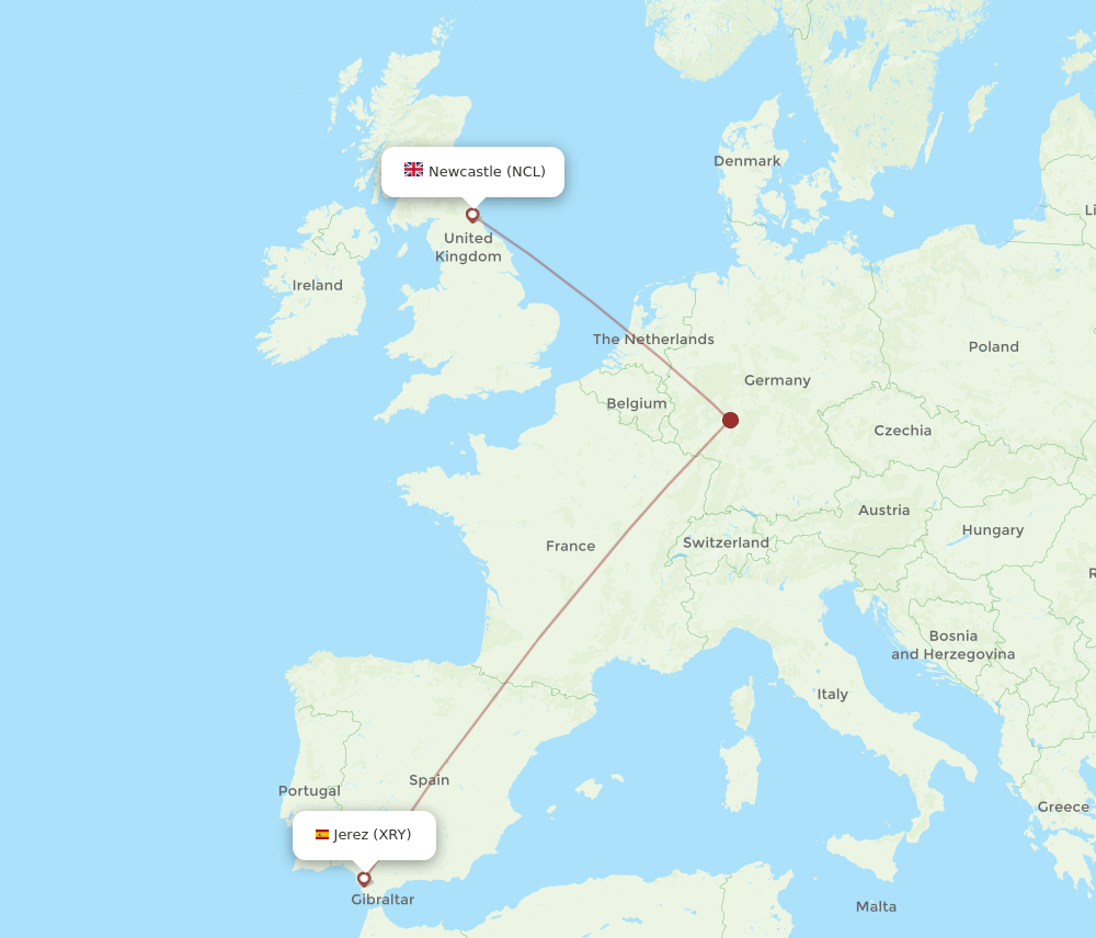 XRY-NCL flight routes