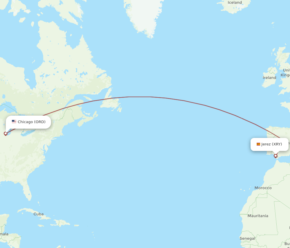 XRY-ORD flight routes