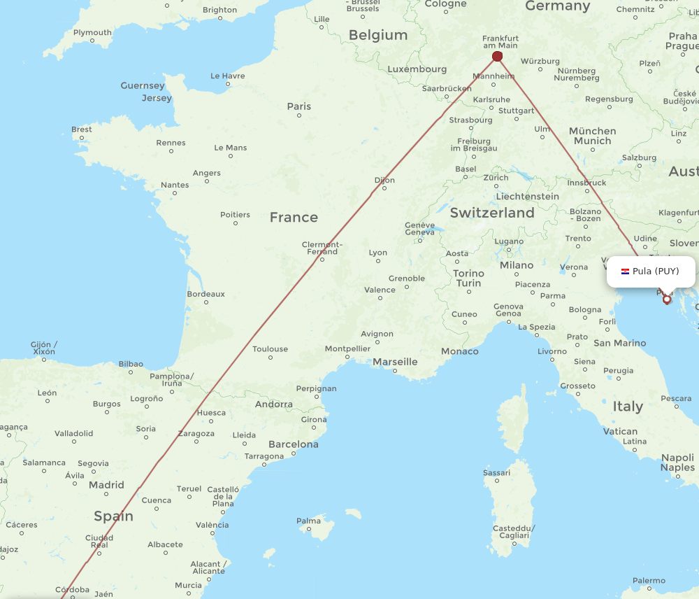 XRY-PUY flight routes