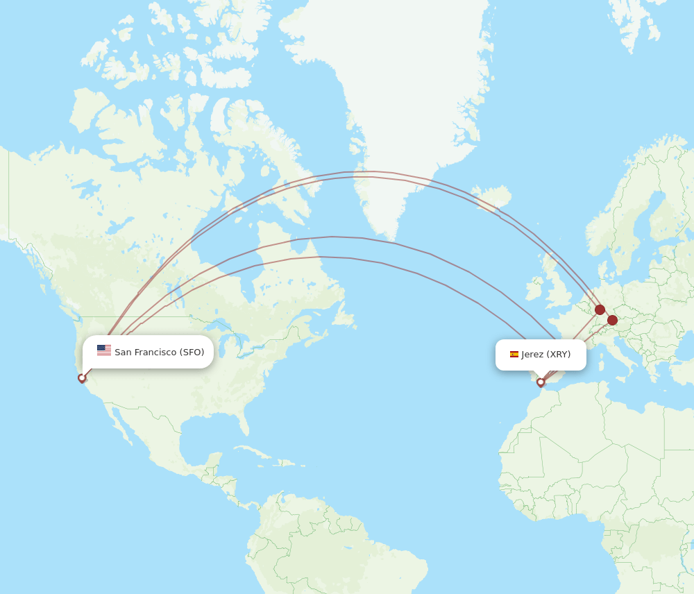 XRY-SFO flight routes