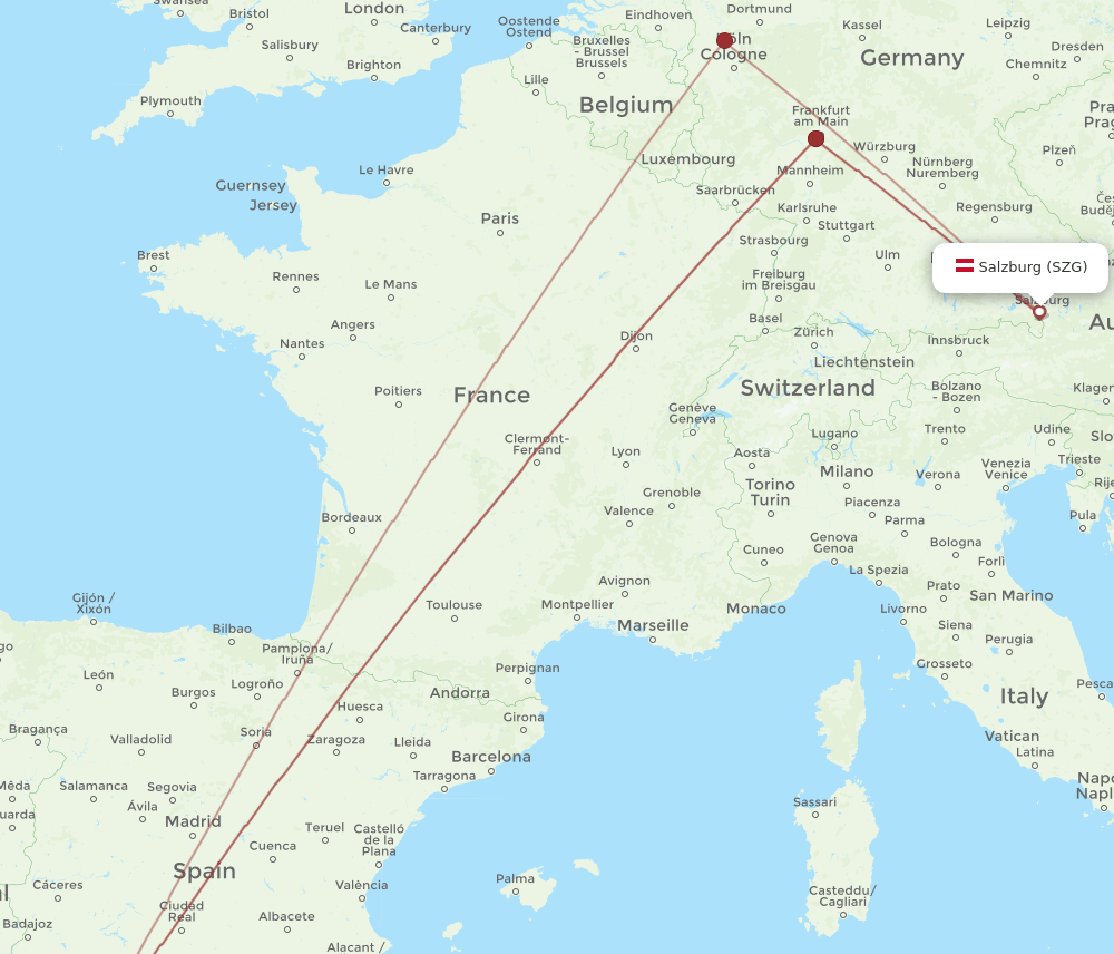 XRY-SZG flight routes