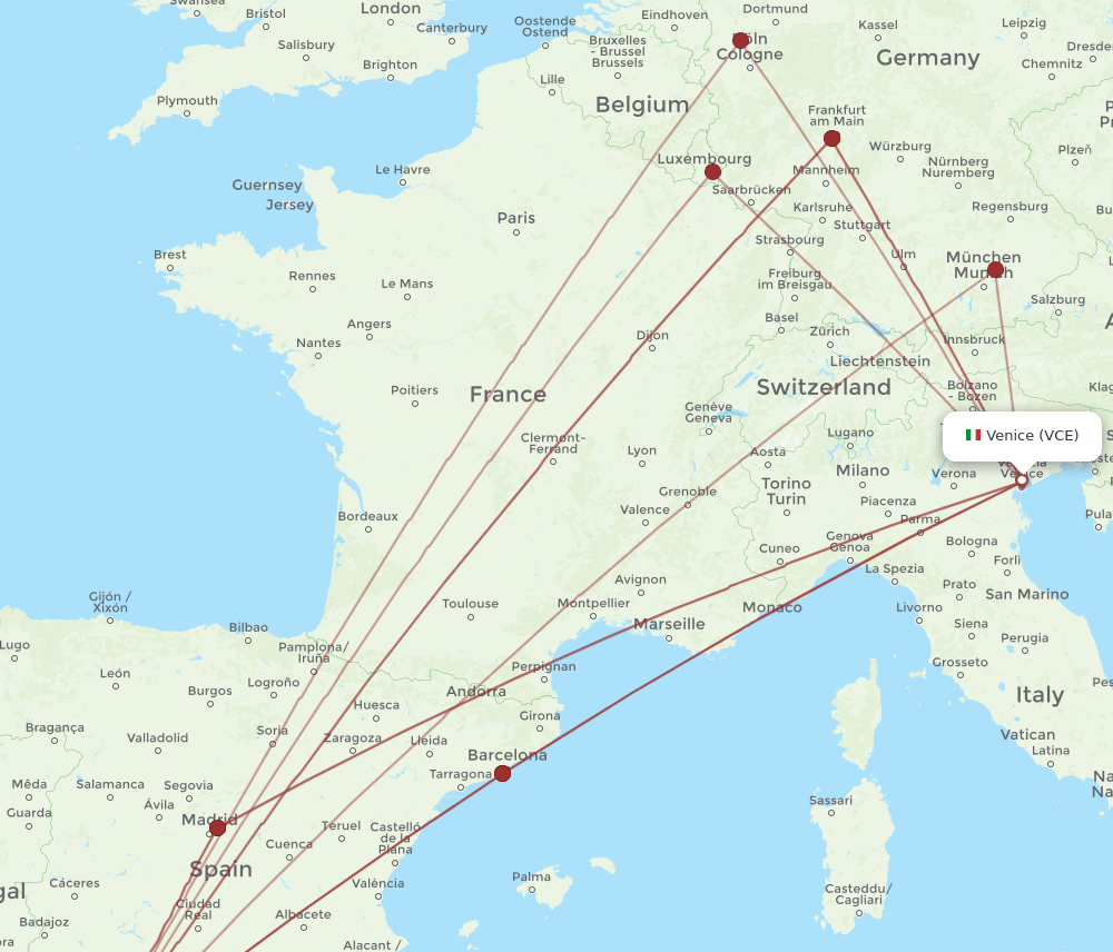 XRY-VCE flight routes