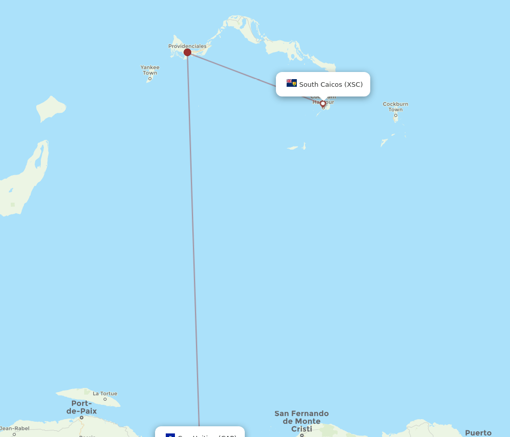 XSC to CAP flights and routes map