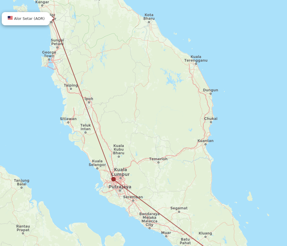 XSP to AOR flights and routes map