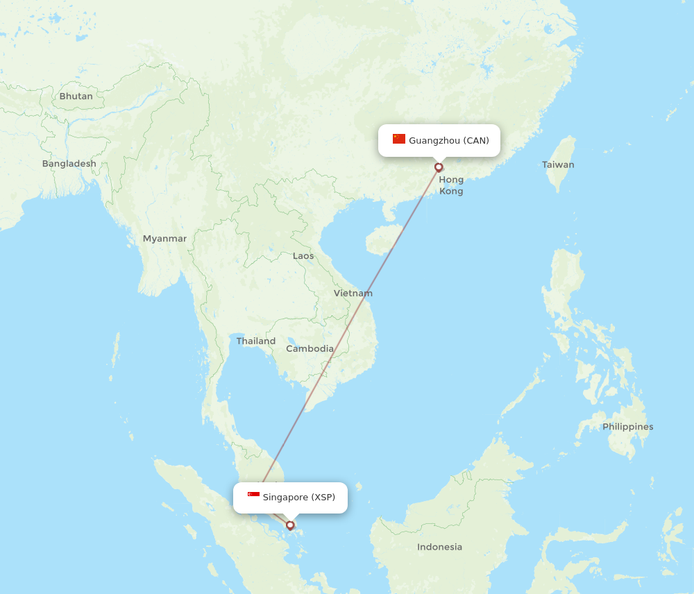 XSP to CAN flights and routes map