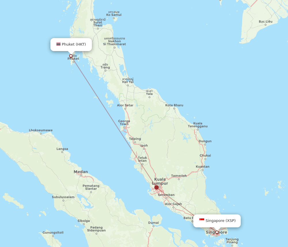 XSP to HKT flights and routes map