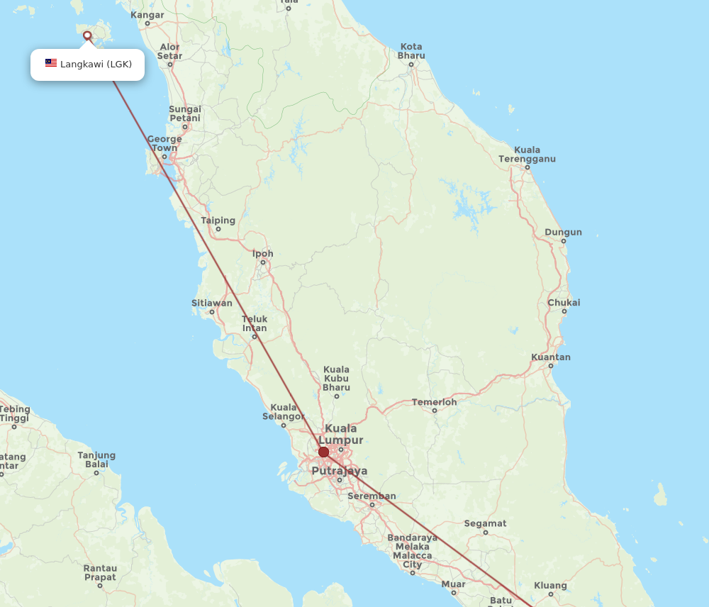 XSP to LGK flights and routes map