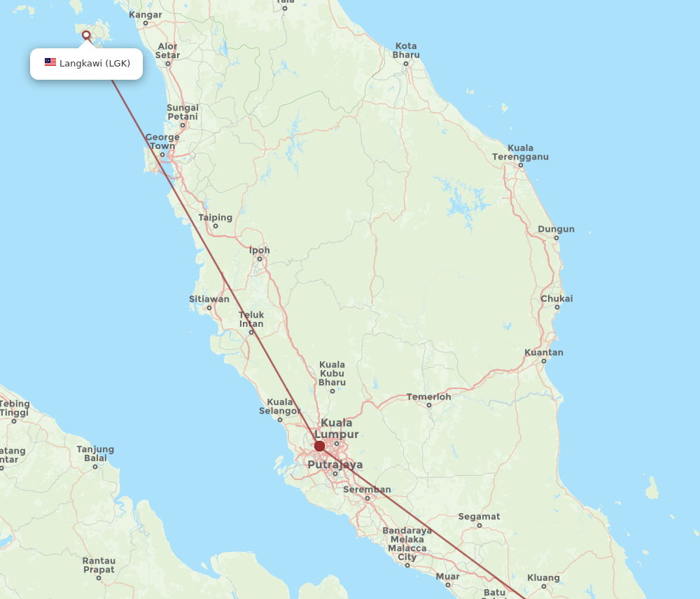 XSP to LGK flights and routes map