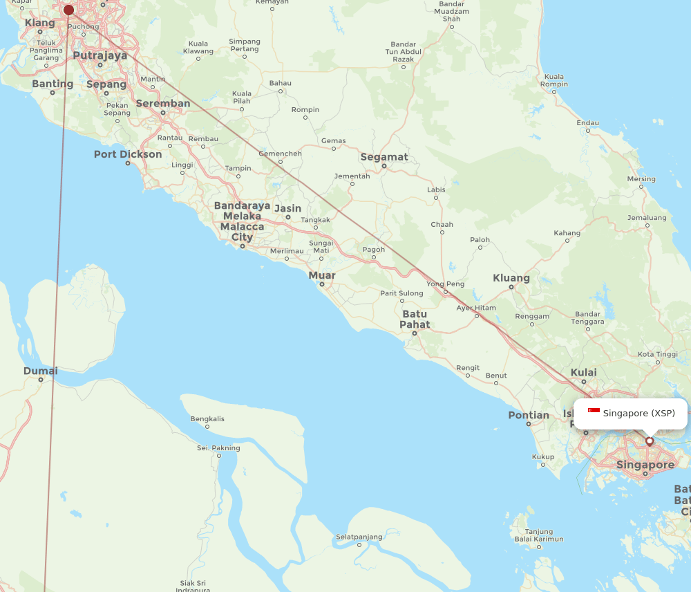 Singapore - Pekanbaru route map and flight paths