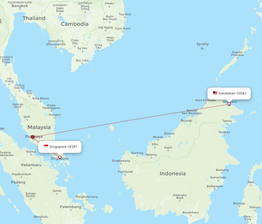 XSP to SDK flights and routes map