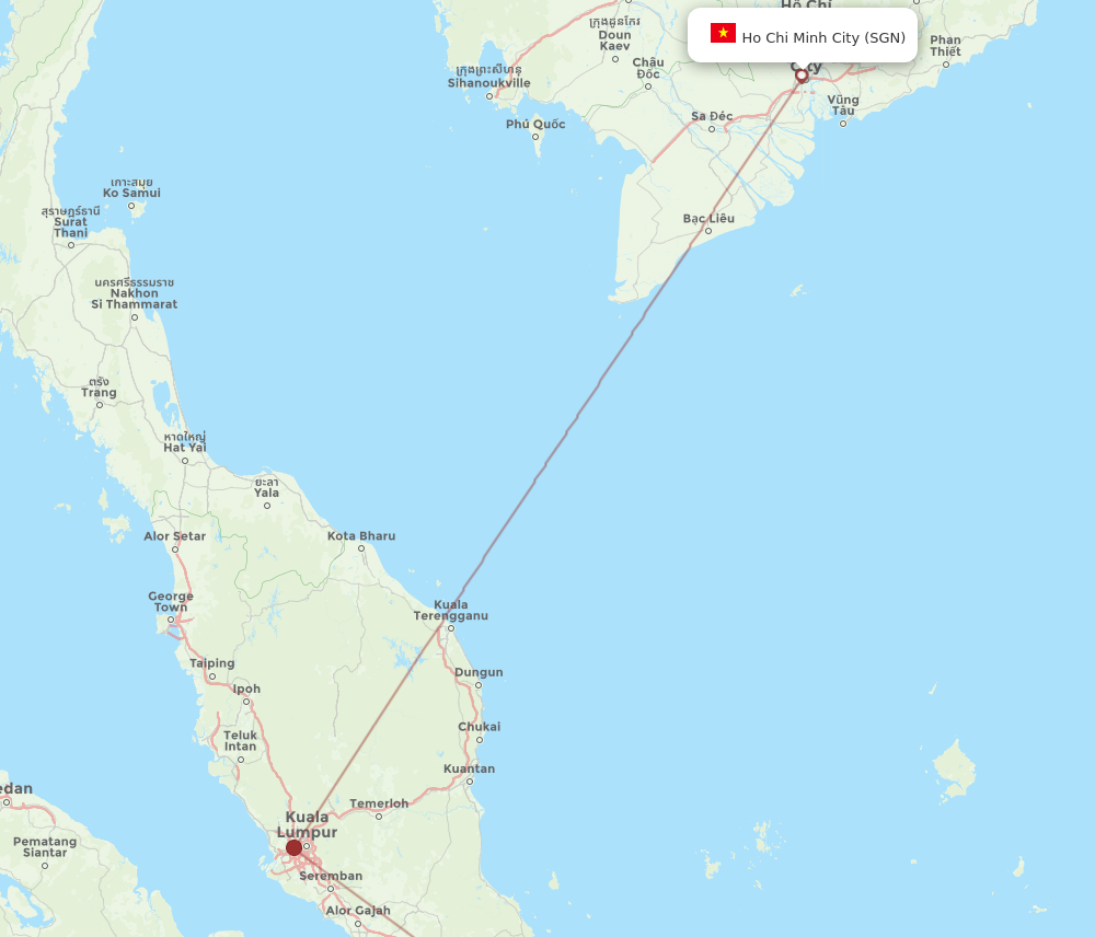 XSP to SGN flights and routes map