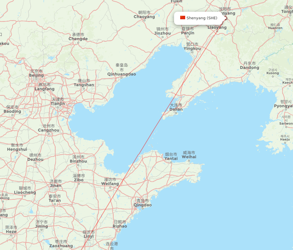 Xuzhou - Shenyang route map and flight paths