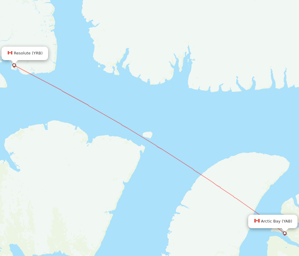 YAB to YRB flights and routes map