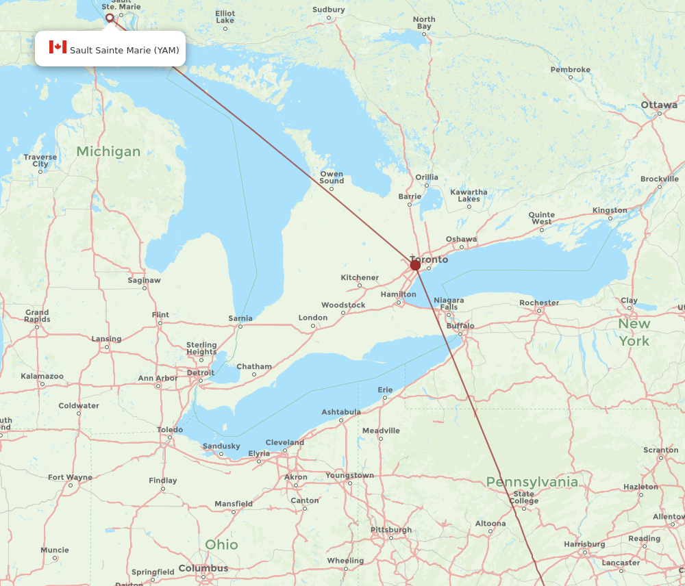 YAM-DCA flight routes