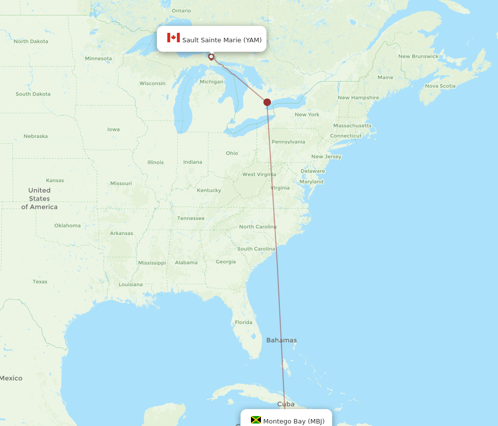 YAM-MBJ flight routes