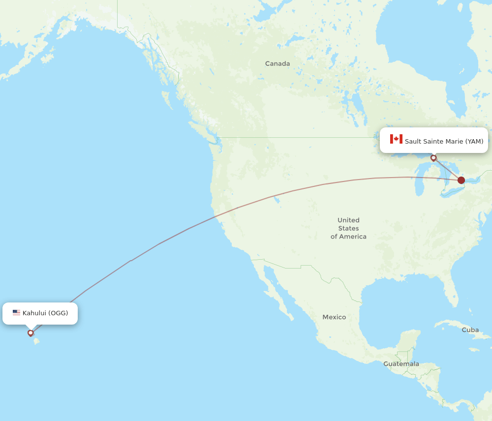 Sault Ste. Marie - Kahului route map and flight paths