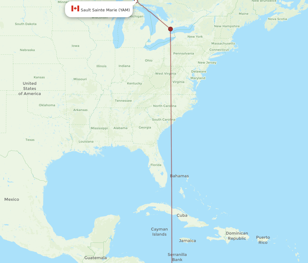 YAM to PTY flights and routes map