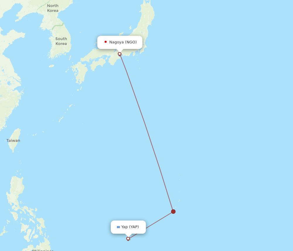 YAP-NGO flight routes