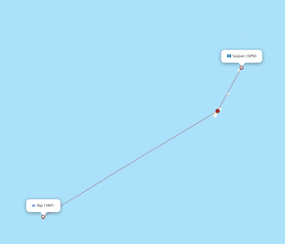 YAP to SPN flights and routes map