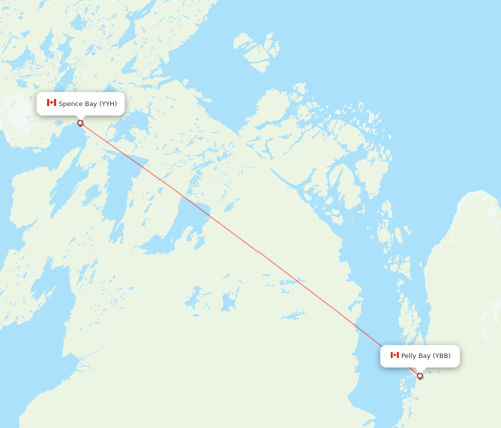 YBB to YYH flights and routes map