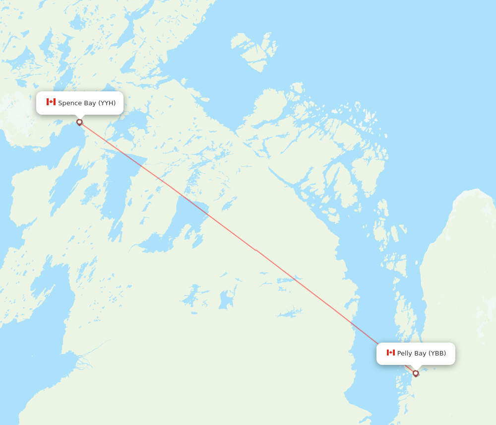 Pelly Bay - Taloyoak route map and flight paths