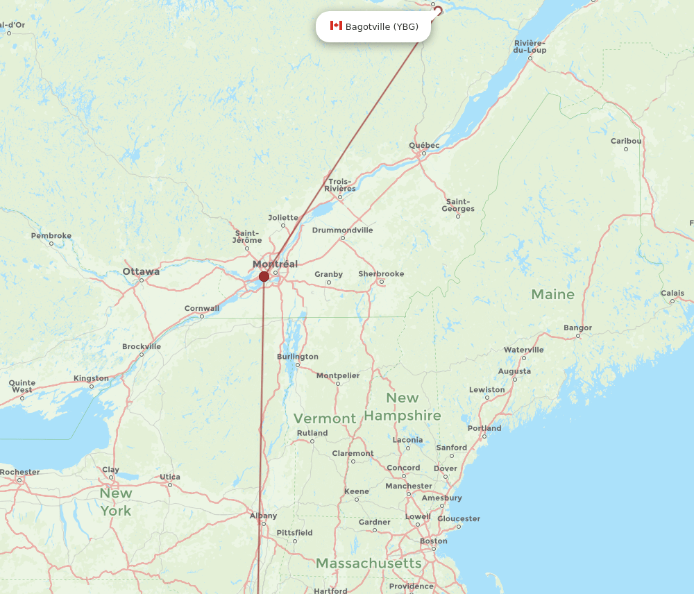 YBG-LGA flight routes