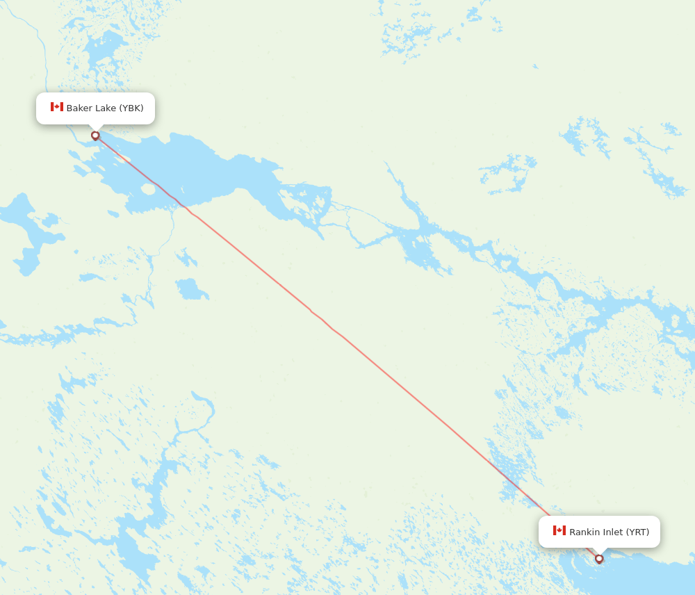 YBK to YRT flights and routes map