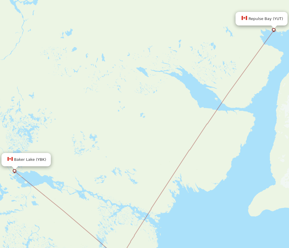 YUT to YBK flights and routes map