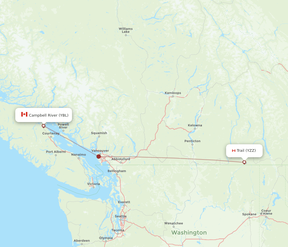 Trail - Campbell River route map and flight paths
