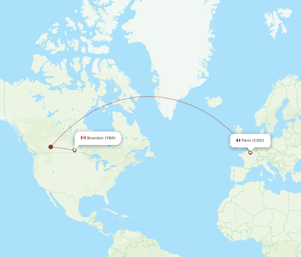 YBR-CDG flight routes