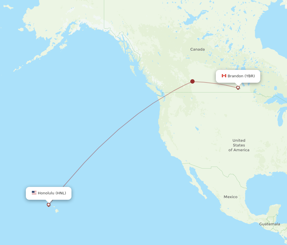 YBR to HNL flights and routes map