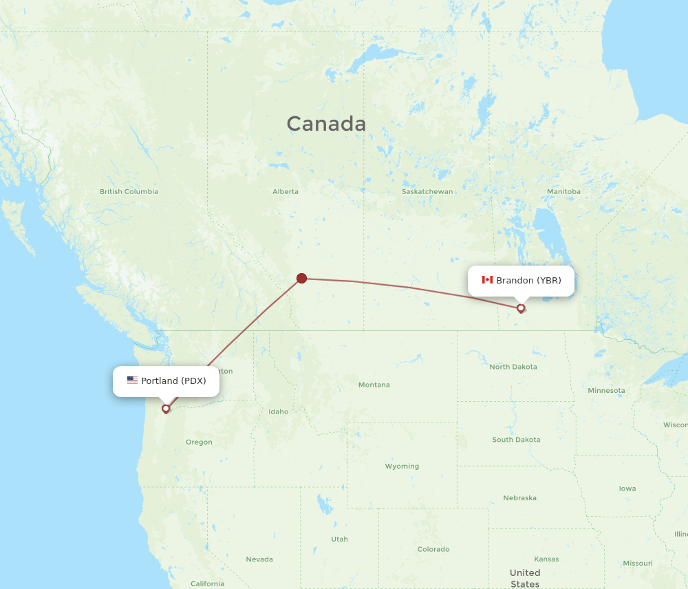 PDX to YBR flights and routes map