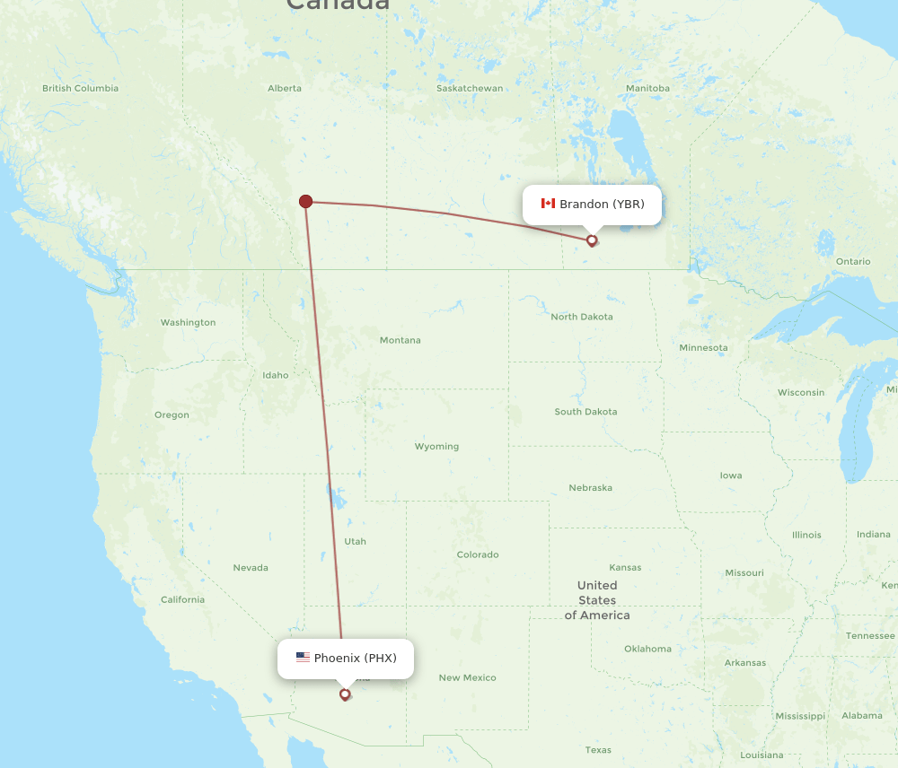 YBR-PHX flight routes